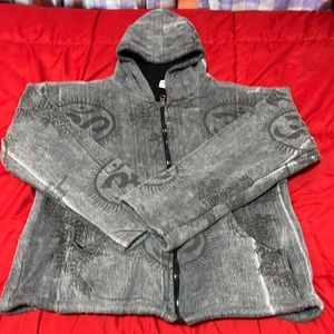 Gray graffiti zip-up sweater